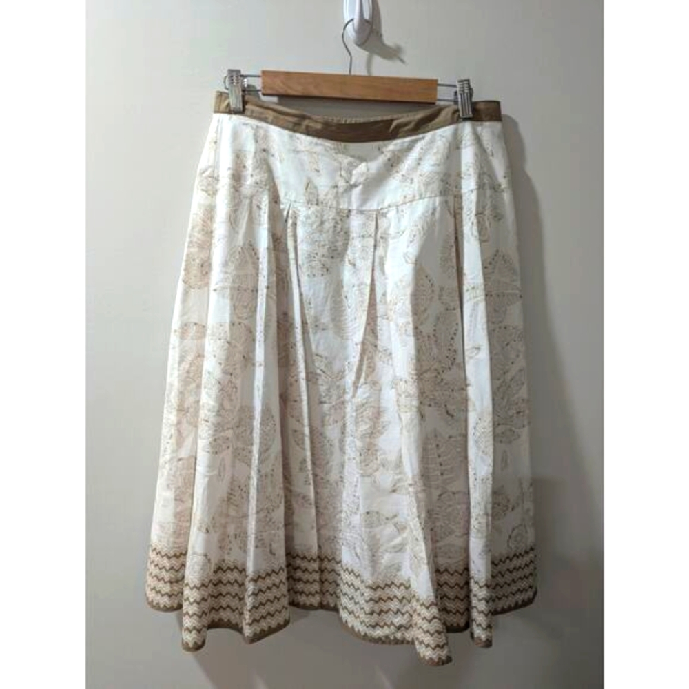 Coldwater Creek Cotton Leaf Midi Skirt